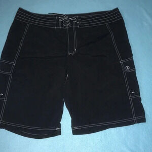 LAND’S End swimsuit trunks cargo style side pockets back pocket black size 46